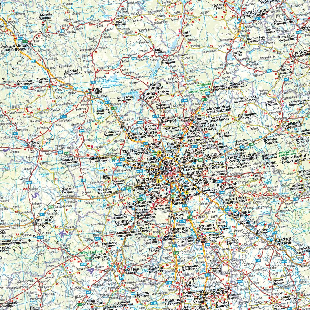 Detailansicht der Straßenkarte von Osteuropa