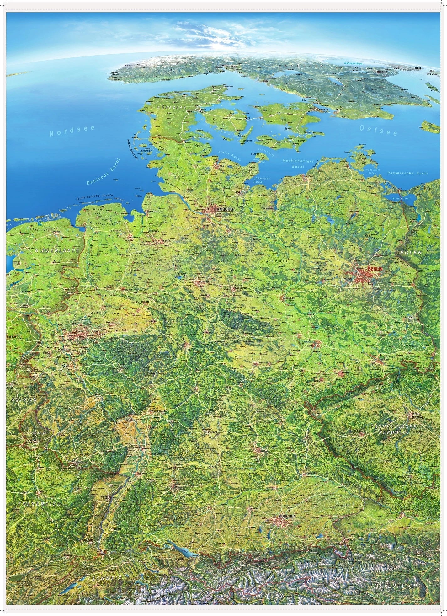 Deutschland - Panoramakarte (99 x 136 cm)