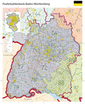 Baden-Württemberg - Postleitzahlenkarte (100 x 123,5 cm / 1:250.000)