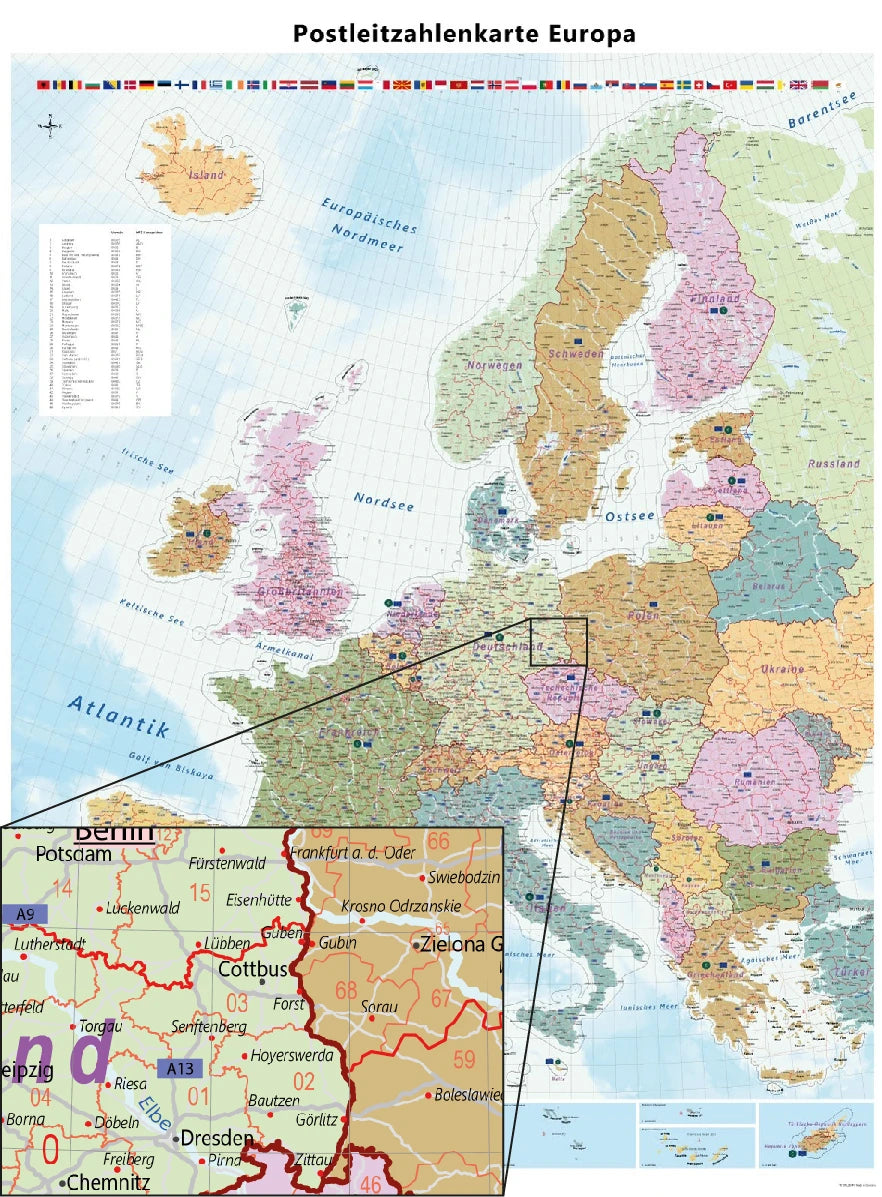Detailansicht einer Region aus der PLZ-Karte
