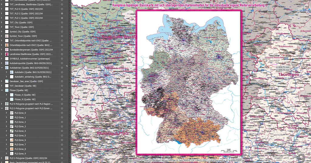 Die PLZ-Karte Deutschlands.