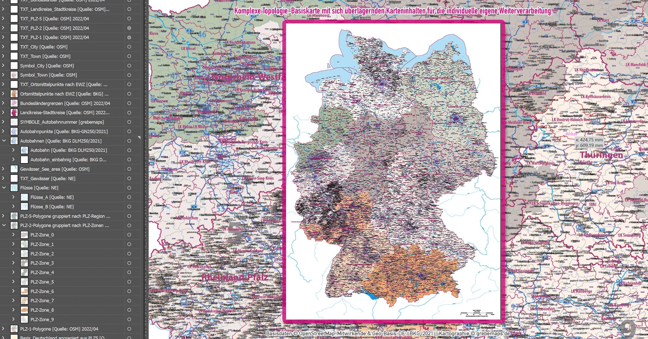 Die PLZ-Karte Deutschlands.
