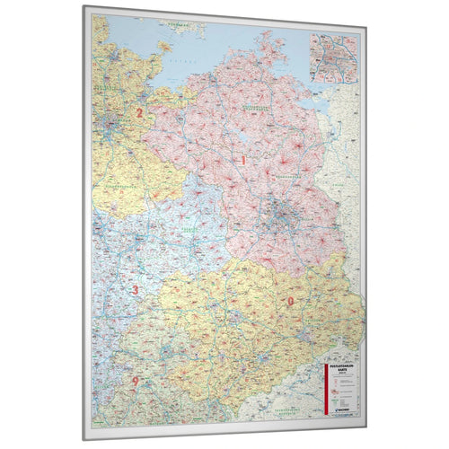 Die Postleitzahlenkarte Deutschland Nordost 111x154 cm mit Rahmen