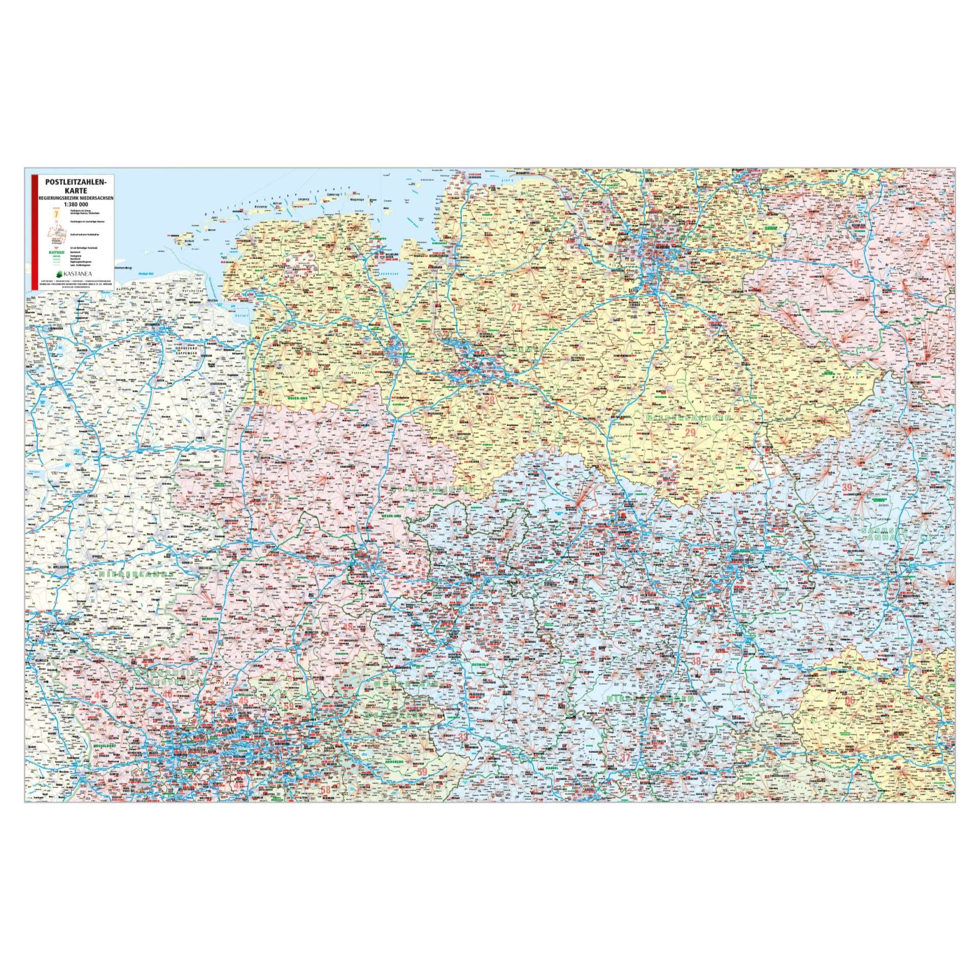 Postleitzahlenkarte Regierungsbezirk Niedersachsen