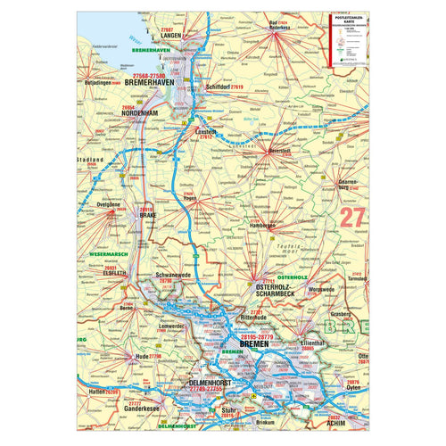 Postleitzahlenkarte Regierungsbezirk Bremen