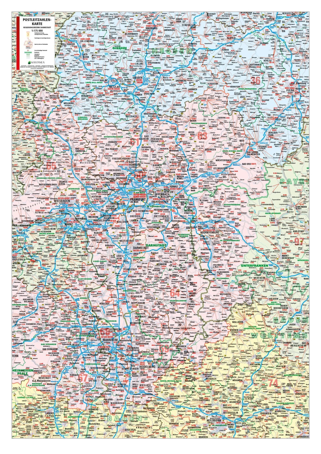 Postleitzahlenkarte Regierungsbezirk Darmstadt