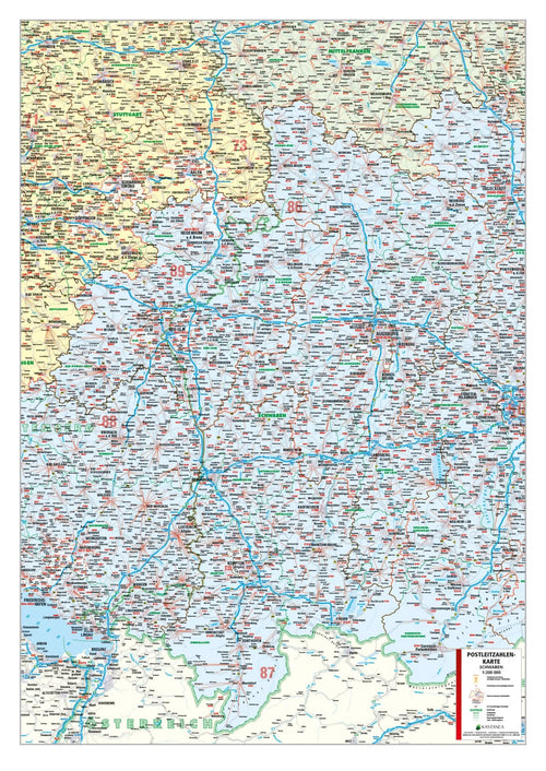 Postleitzahlenkarte Regierungsbezirk Schwaben
