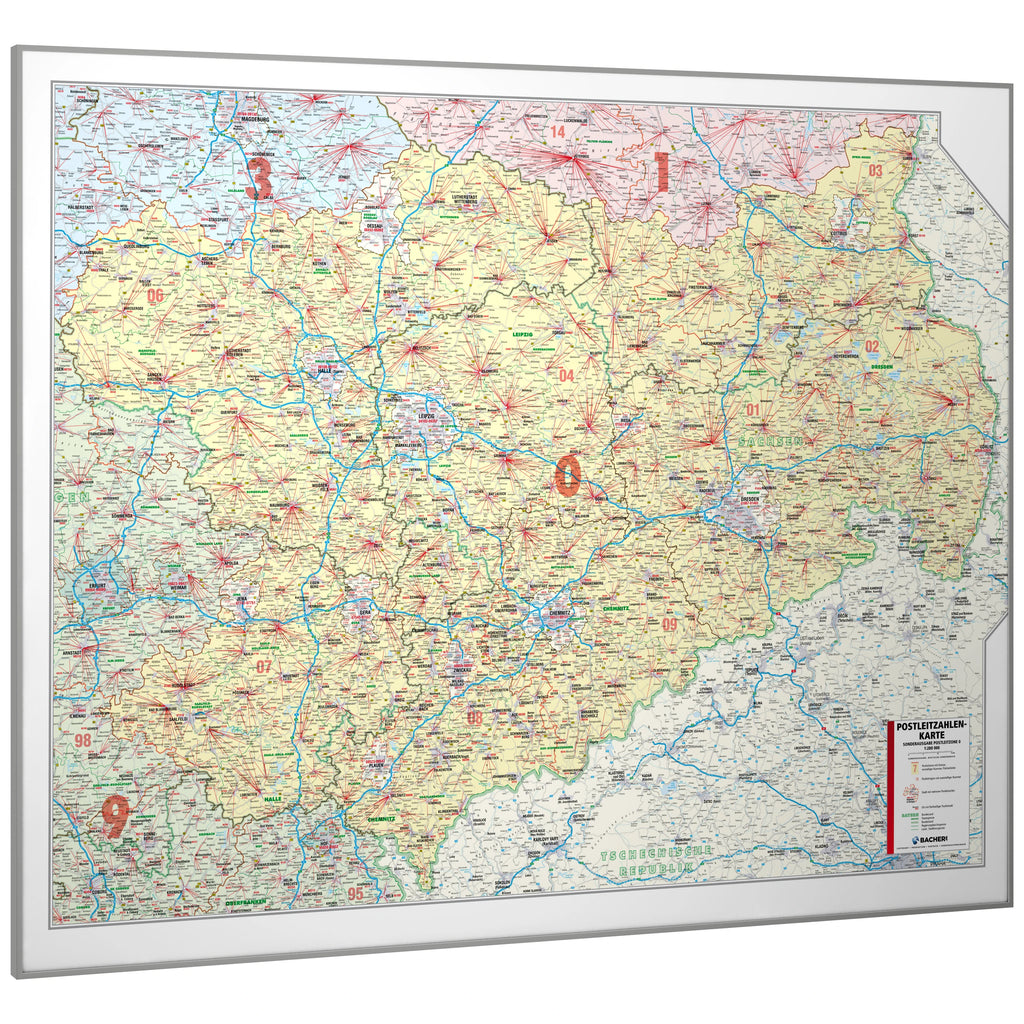 Postleitzone 0 - Postleitzahlenkarte (wählbares Format)