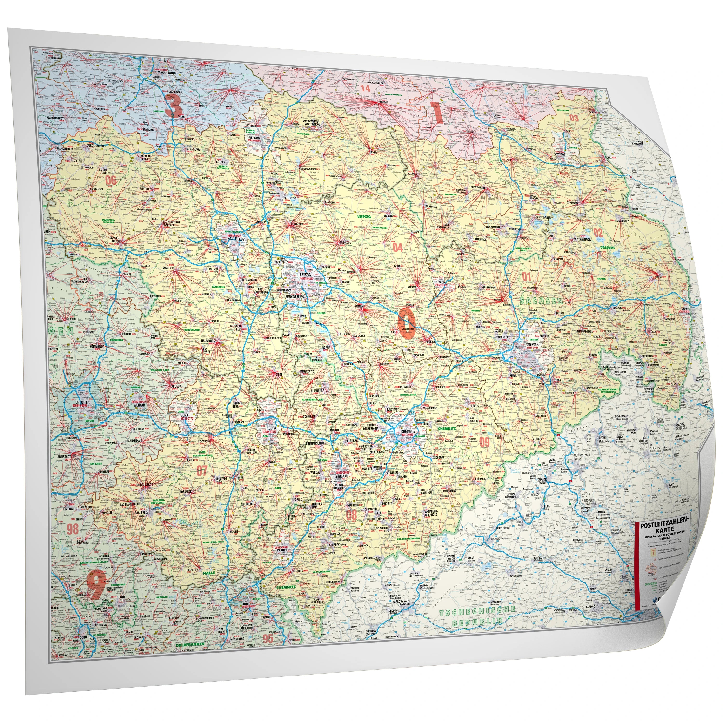 Postleitzahlenkarte von der Region 0