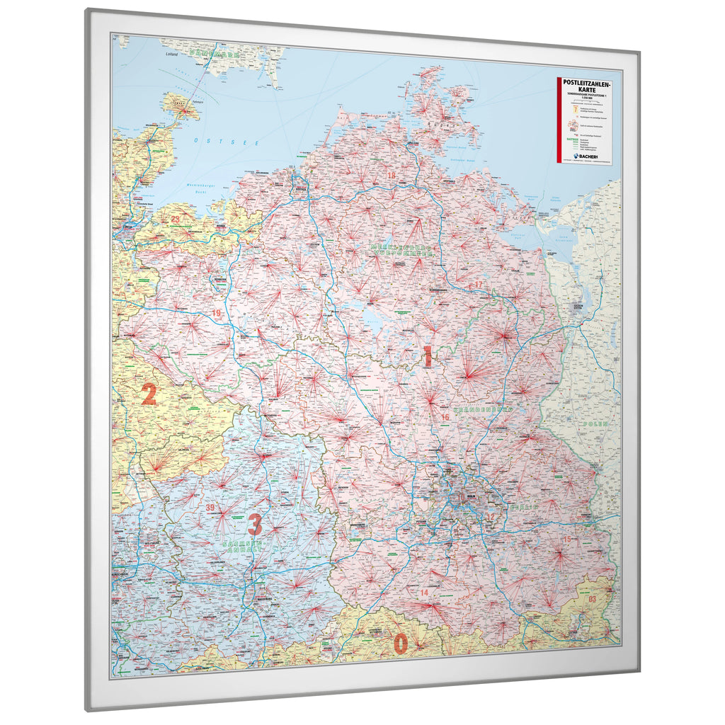 Postleitzone 1 - Postleitzahlenkarte (wählbares Format)