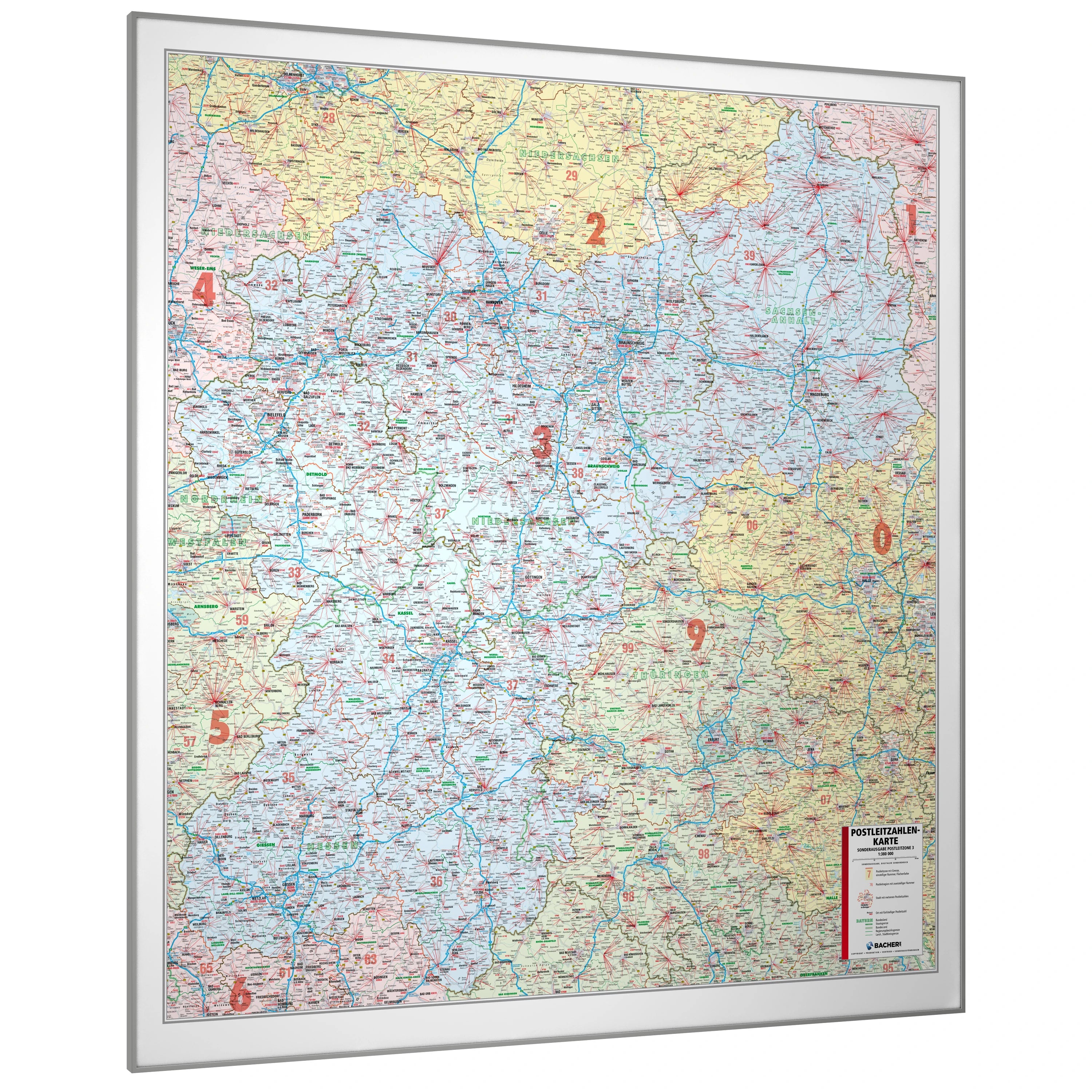 Postleitzone 3 - Postleitzahlenkarte (wählbares Format)