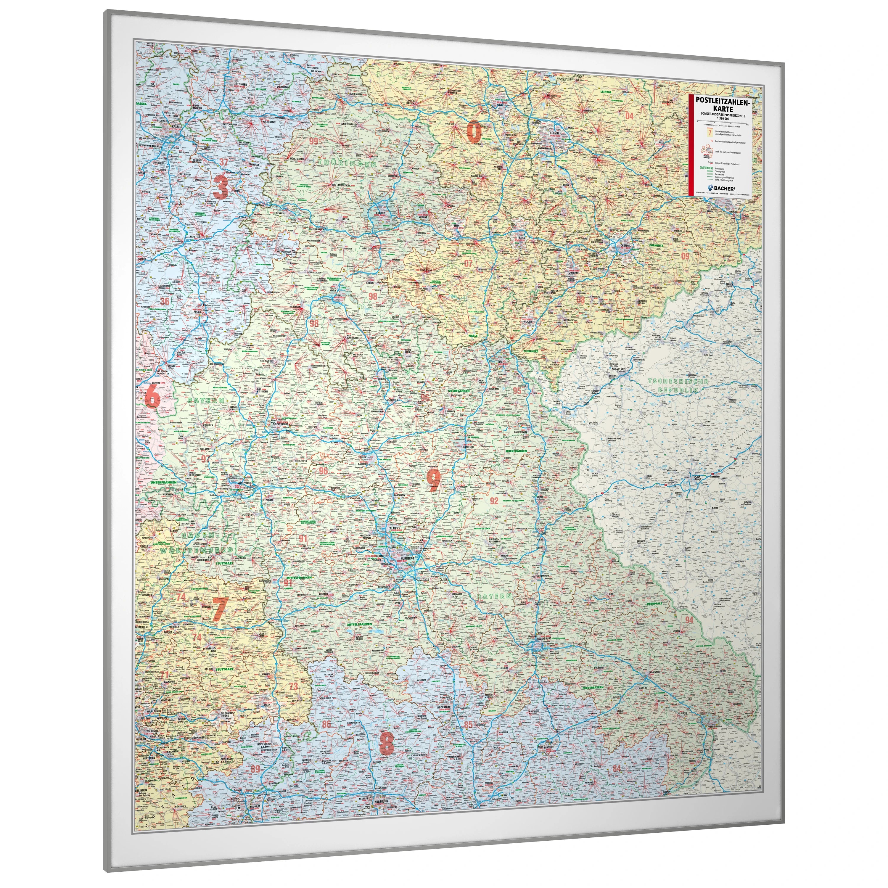 Postleitzone 9 - Postleitzahlenkarte (wählbares Format)