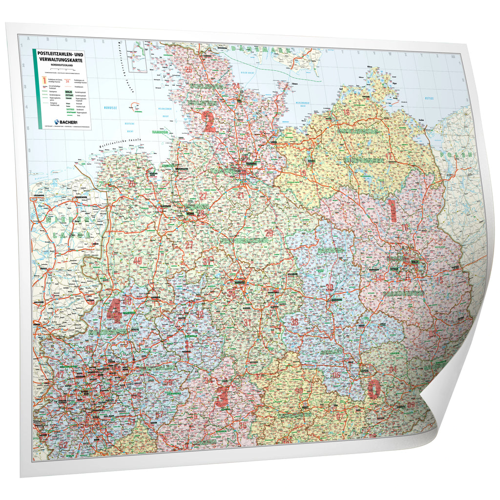 Norddeutschland - PLZ- und Verwaltungskarte (wählbares Format)