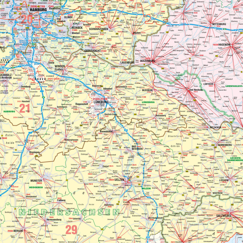 Detailansicht der Postleitzahlenzone 2