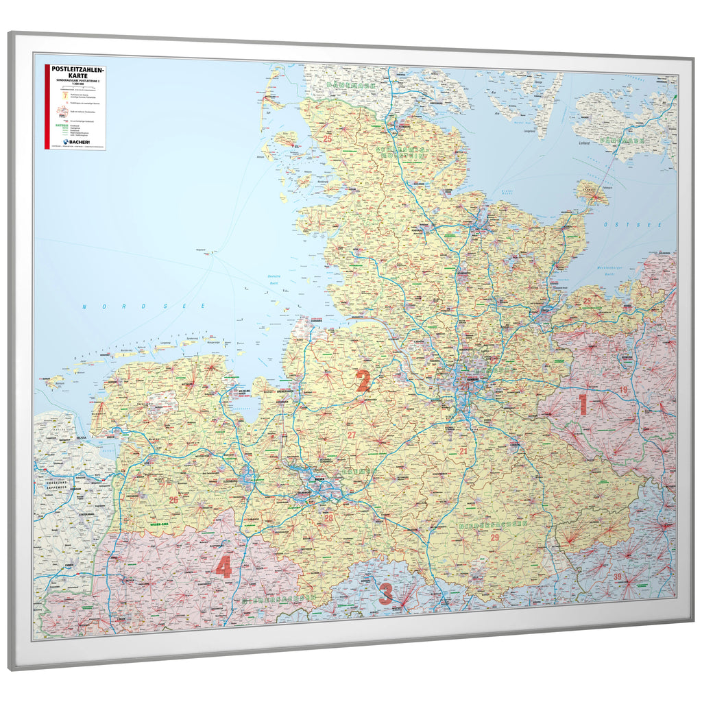 Postleitzone 2 - Postleitzahlenkarte (wählbares Format)