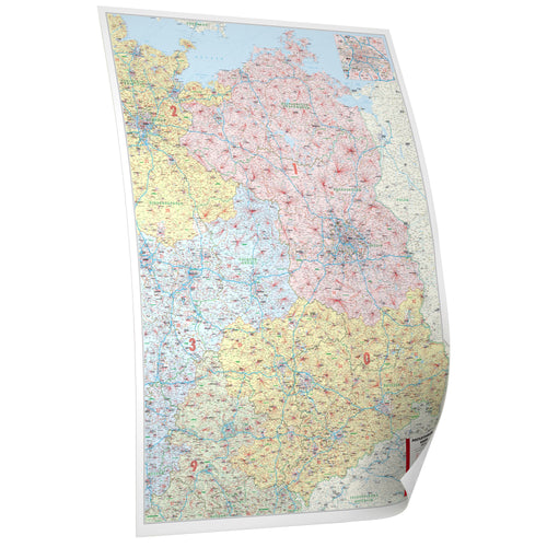 Postleitzahlenkarte Deutschland Nordost 111x154cm