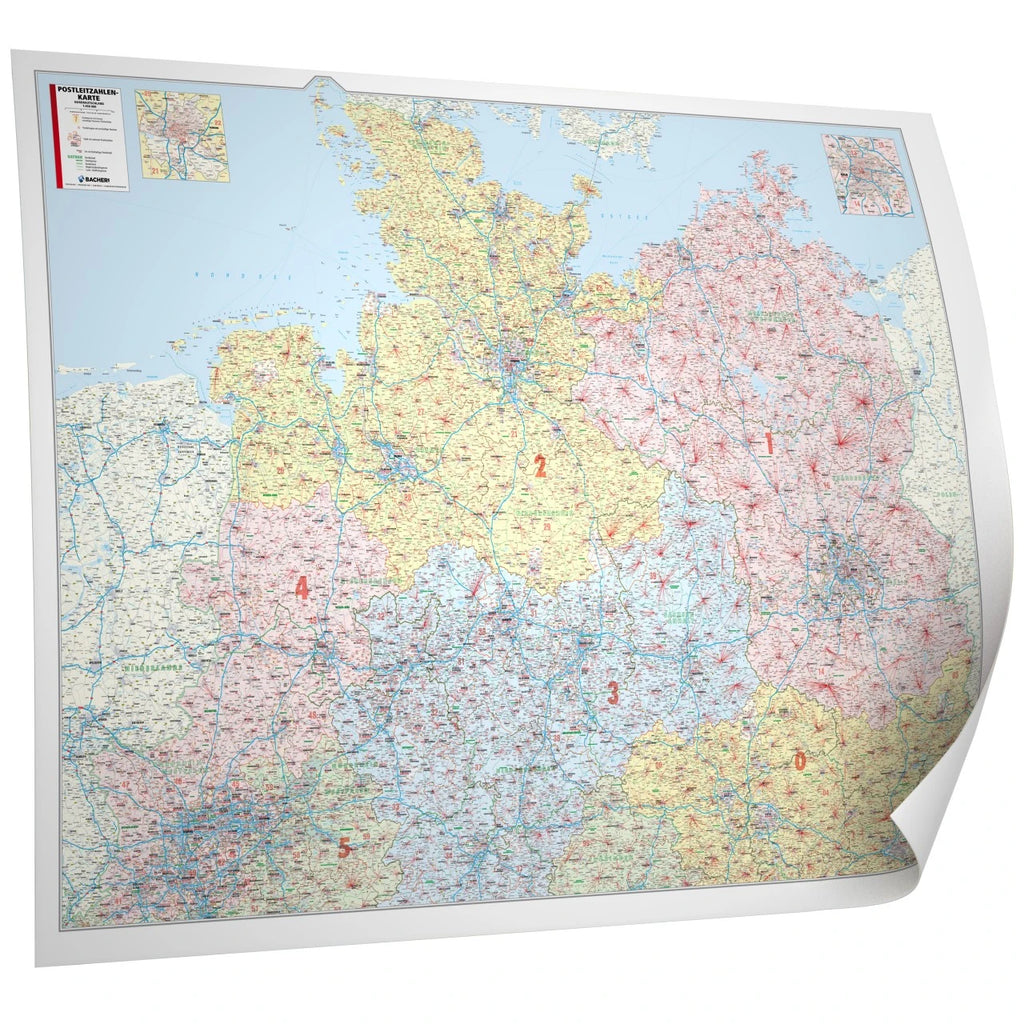 Postleitzahlenkarte Norddeutschland 150x105cm