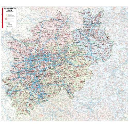 Postleitzahlenkarte NRW 107x98cm - Insel