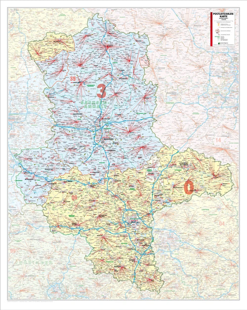 Postleitzahlenkarte Sachsen-Anhalt 102x128cm - Insel