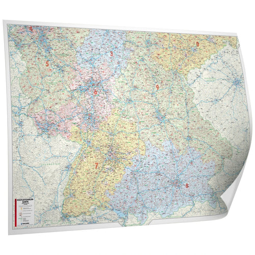 Süddeutschland Postleitzahlenkarte 220x151cm