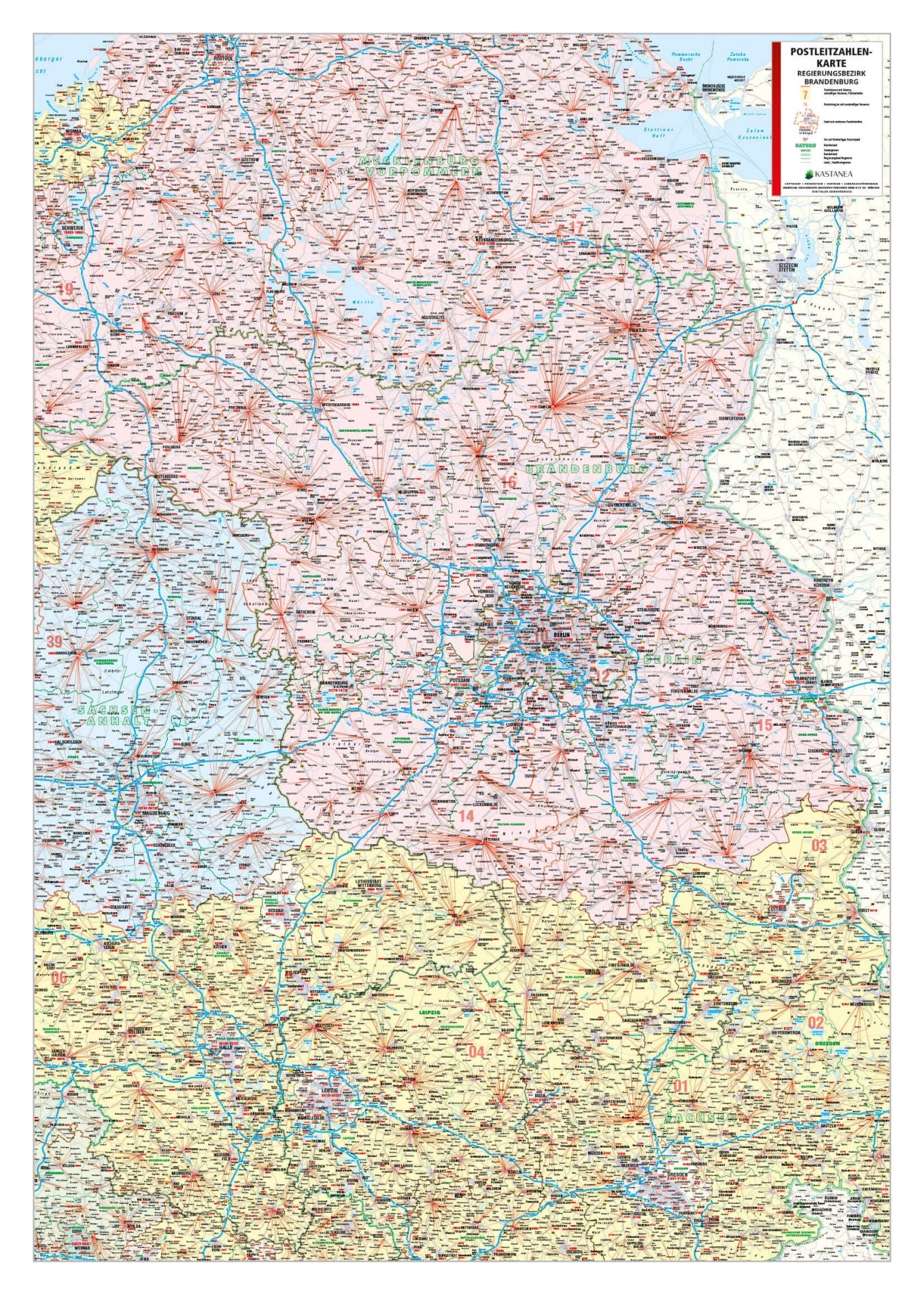 Postleitzahlenkarte Regierungsbezirk Brandenburg