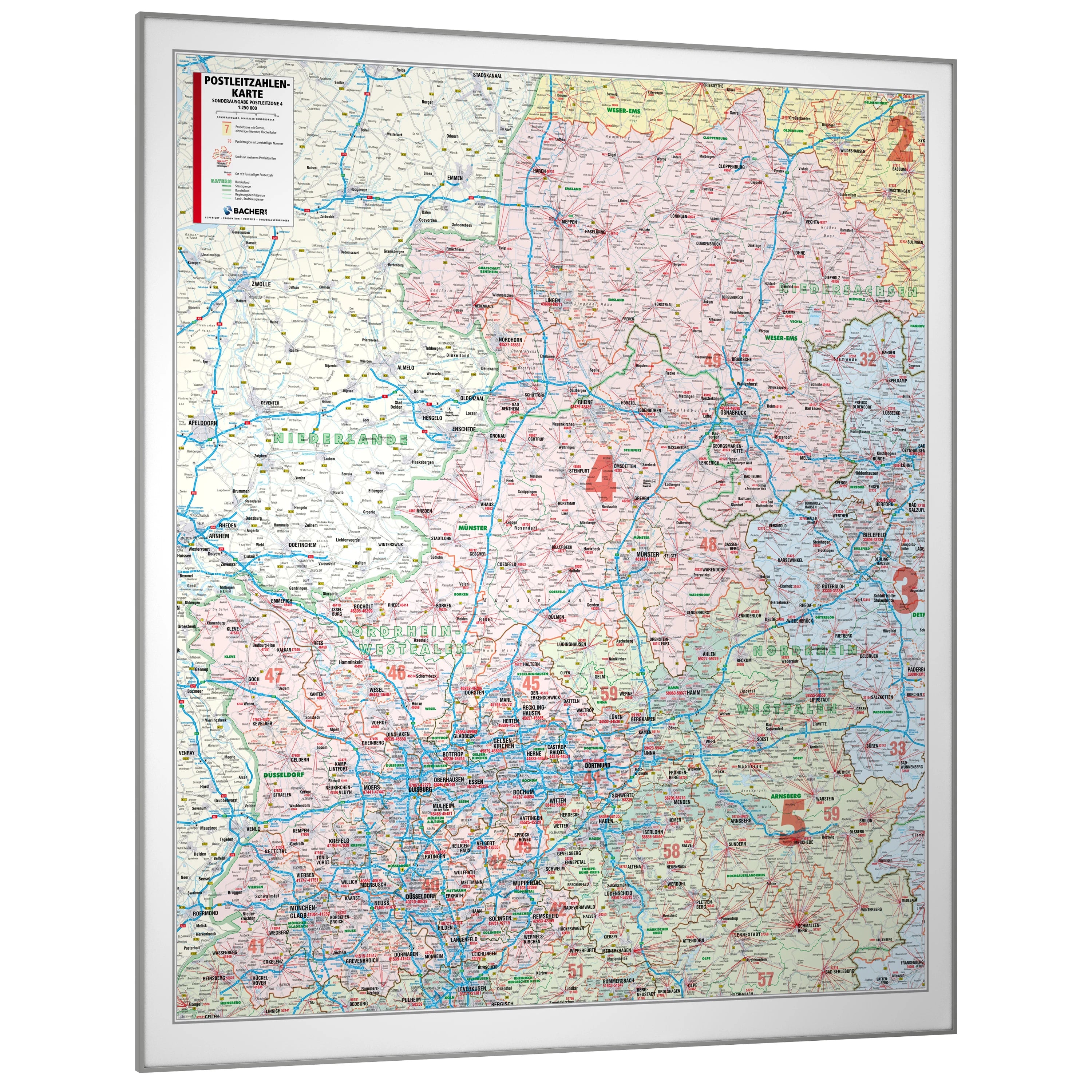 Postleitzone 4 - Postleitzahlenkarte (wählbares Format)