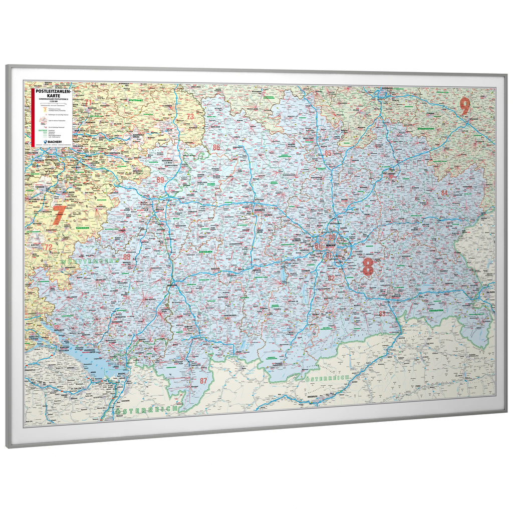 Postleitzone 8 - Postleitzahlenkarte (wählbares Format)