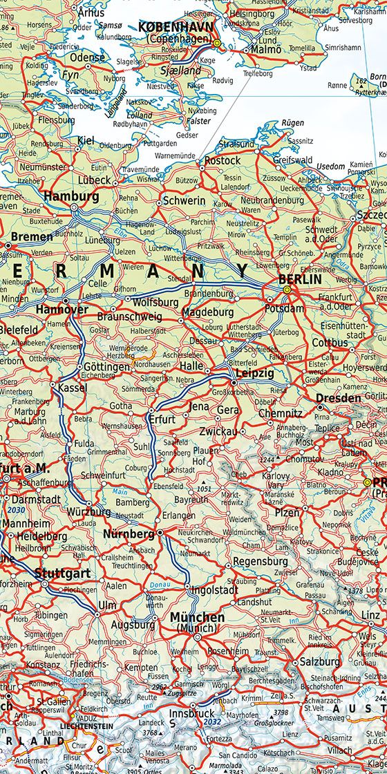Detailansicht der Railmap Europa - Ausschnitt Deutschland