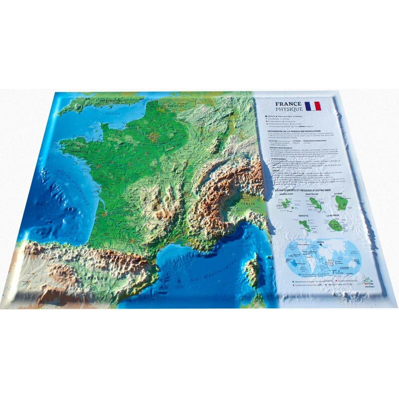 Frankreich - Reliefkarte (61 x 41 cm / 1:2.275.000)