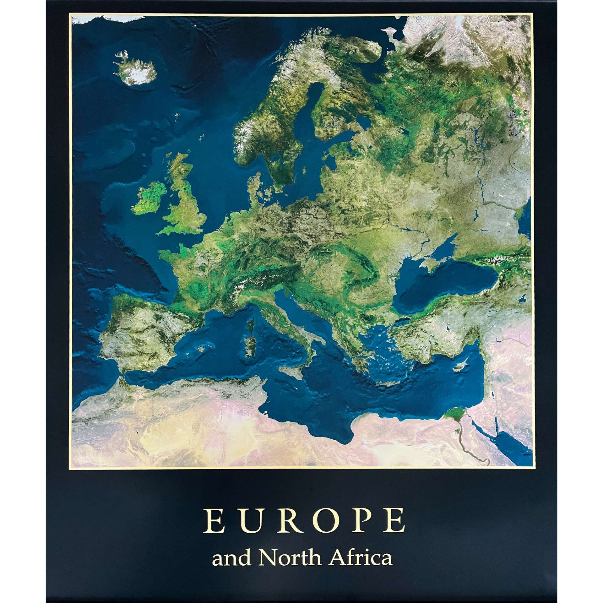 Satelliten Karte Europa und Nordafrika 61x67cm