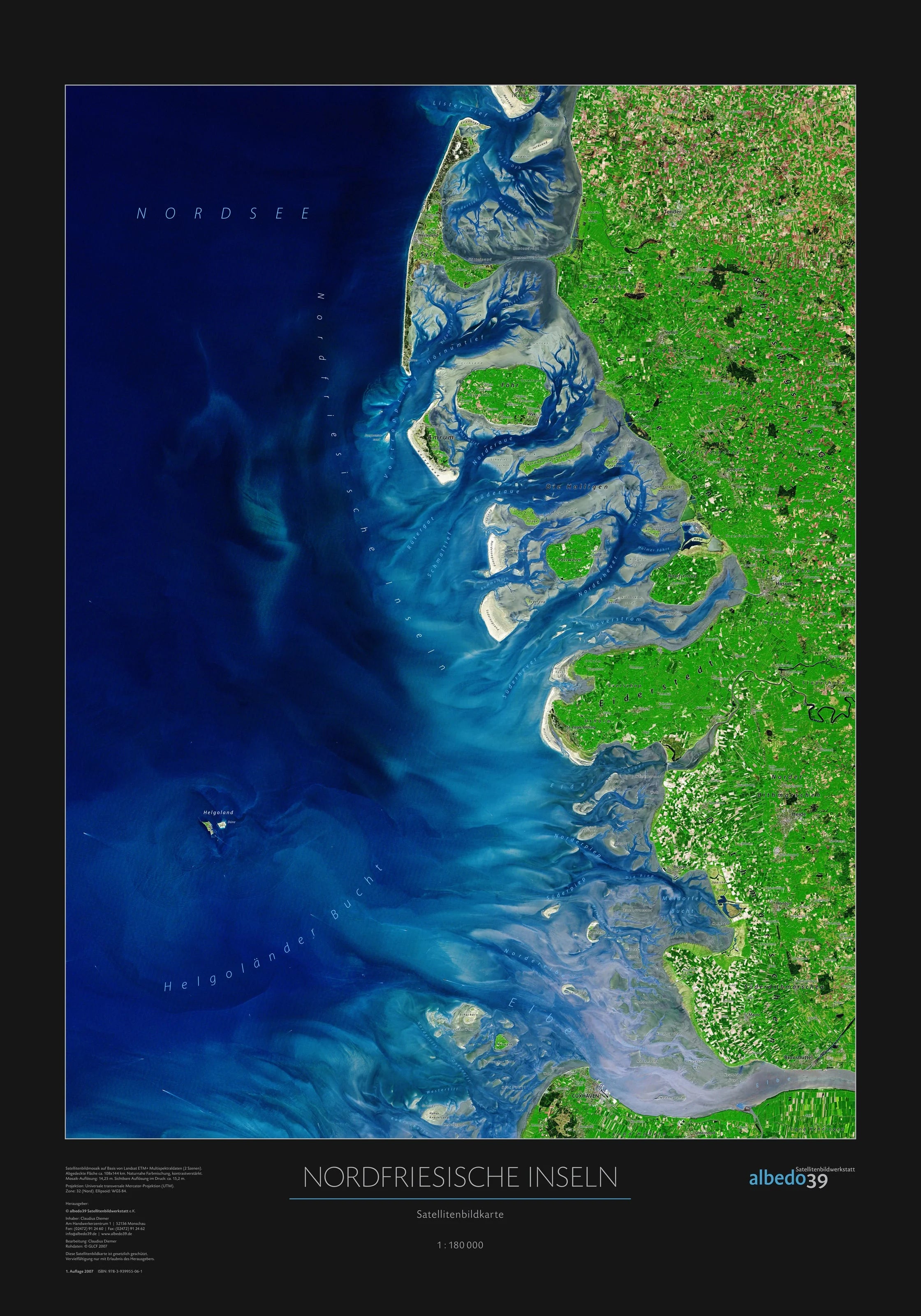Die Satelliten Karte Nordfriesische Inseln