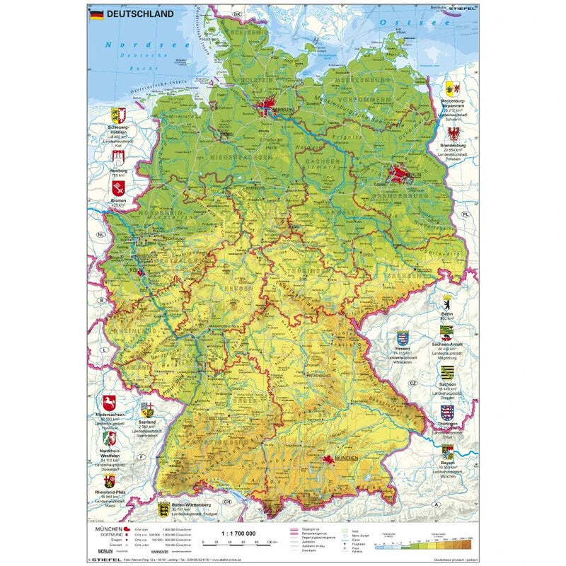Deutschland - Schreibunterlage - physisch / politisch (64 x 44 cm)