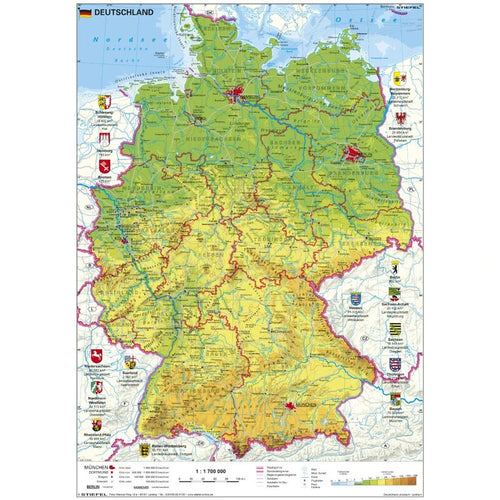 Deutschland - Schreibunterlage - physisch / politisch (64 x 44 cm)