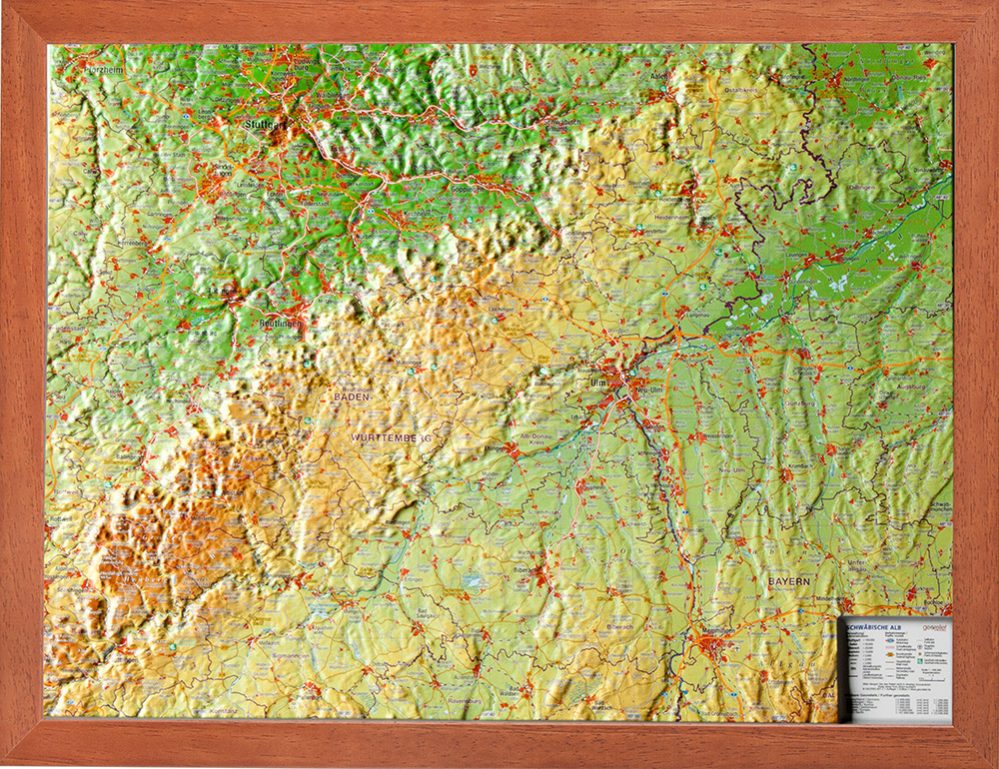 Schwäbische Alb - Reliefkarte (39 x 29 cm / 1:430.000)