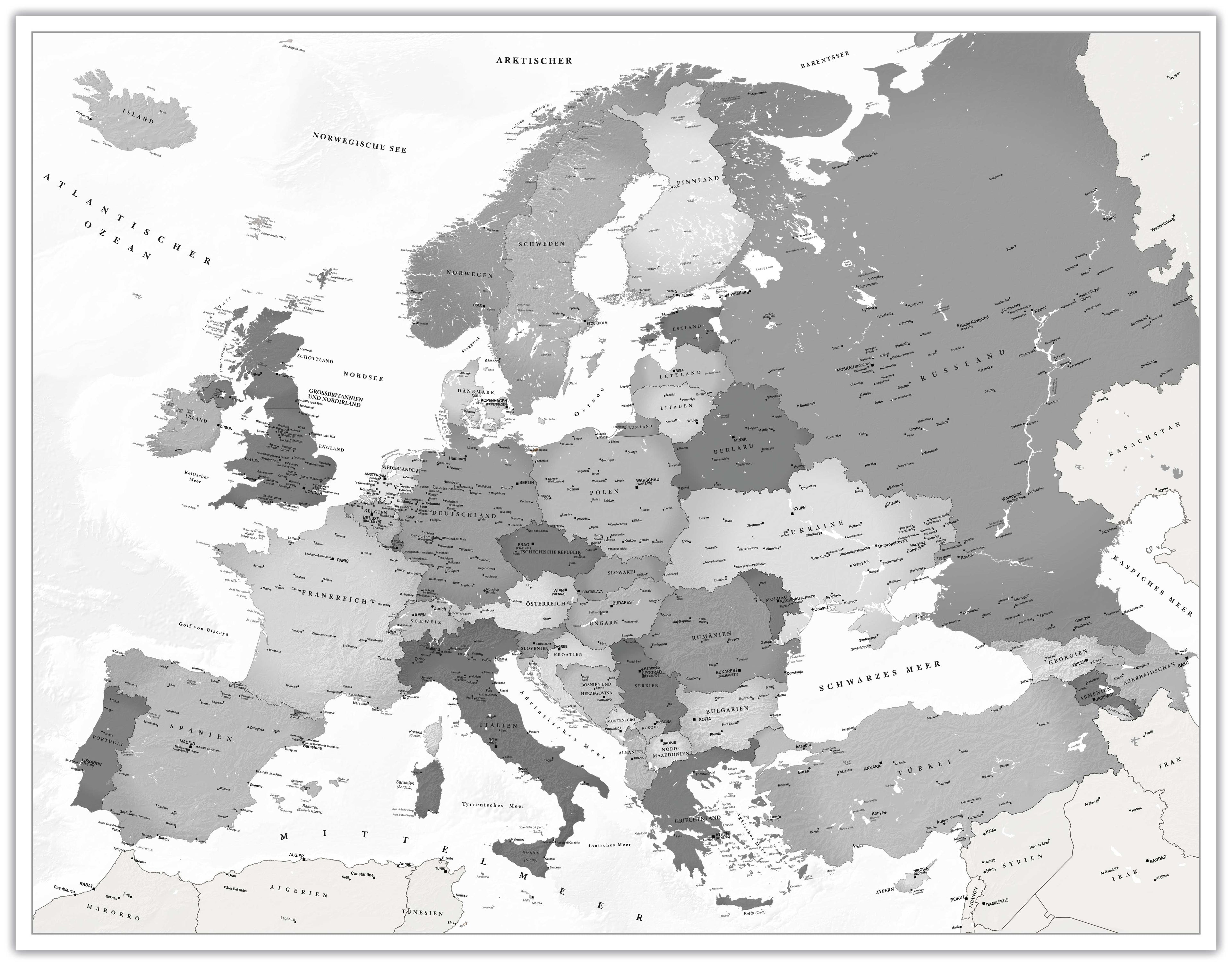 Europa - Dekorationskarte / politisch (wählbares Format und Farbe)