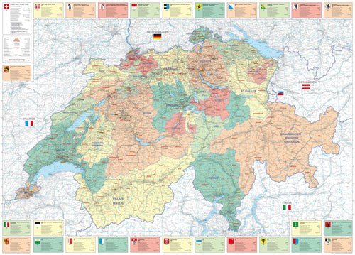 Schweiz - Politische Verwaltungskarte (139 x 100 cm / 1:275.000)