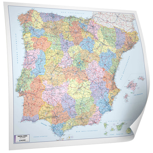 Spanien / Portugal - Postleitzahlenkarte (108 x 89 cm / 1:1.100.000)