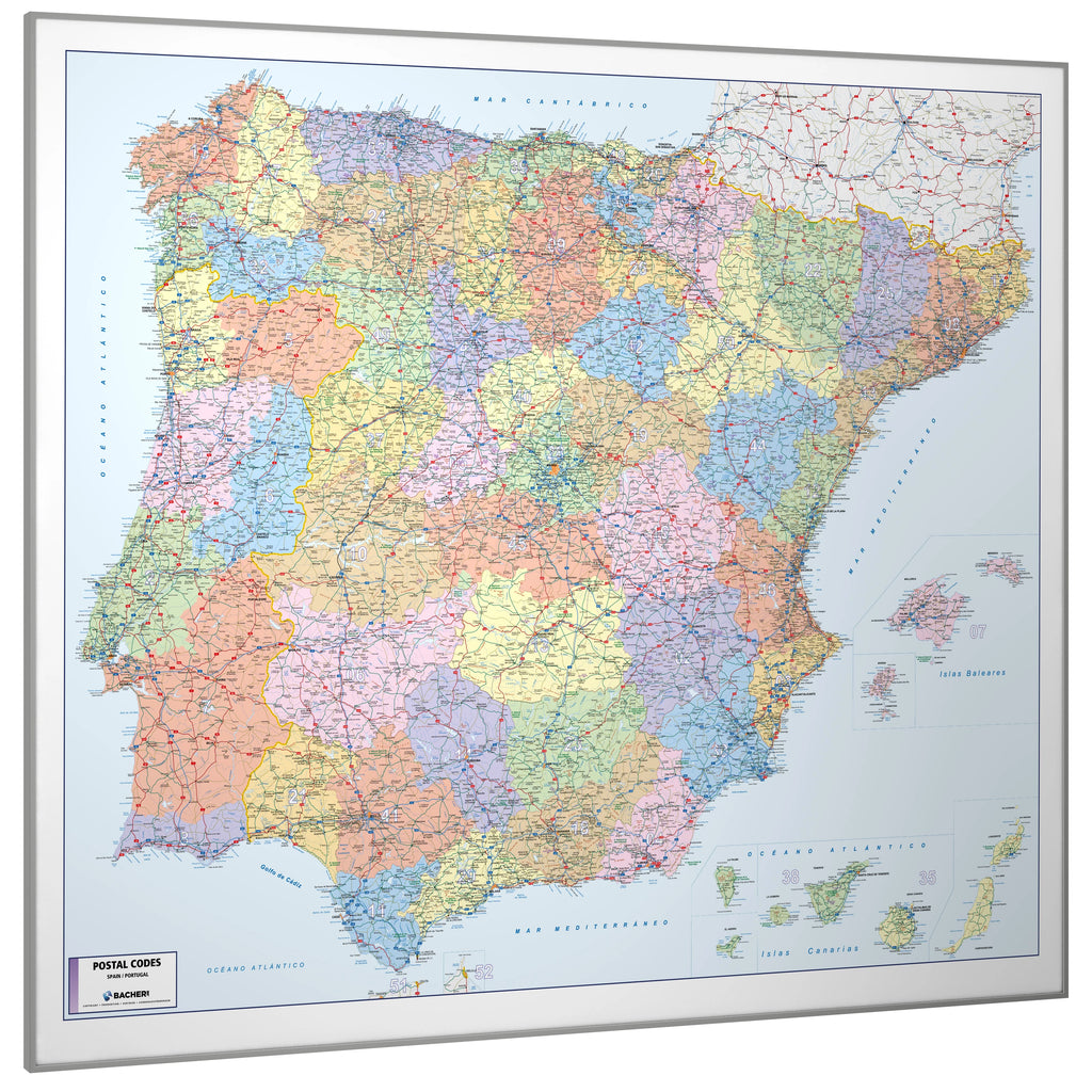 Spanien / Portugal - Postleitzahlenkarte (108 x 89 cm / 1:1.100.000)
