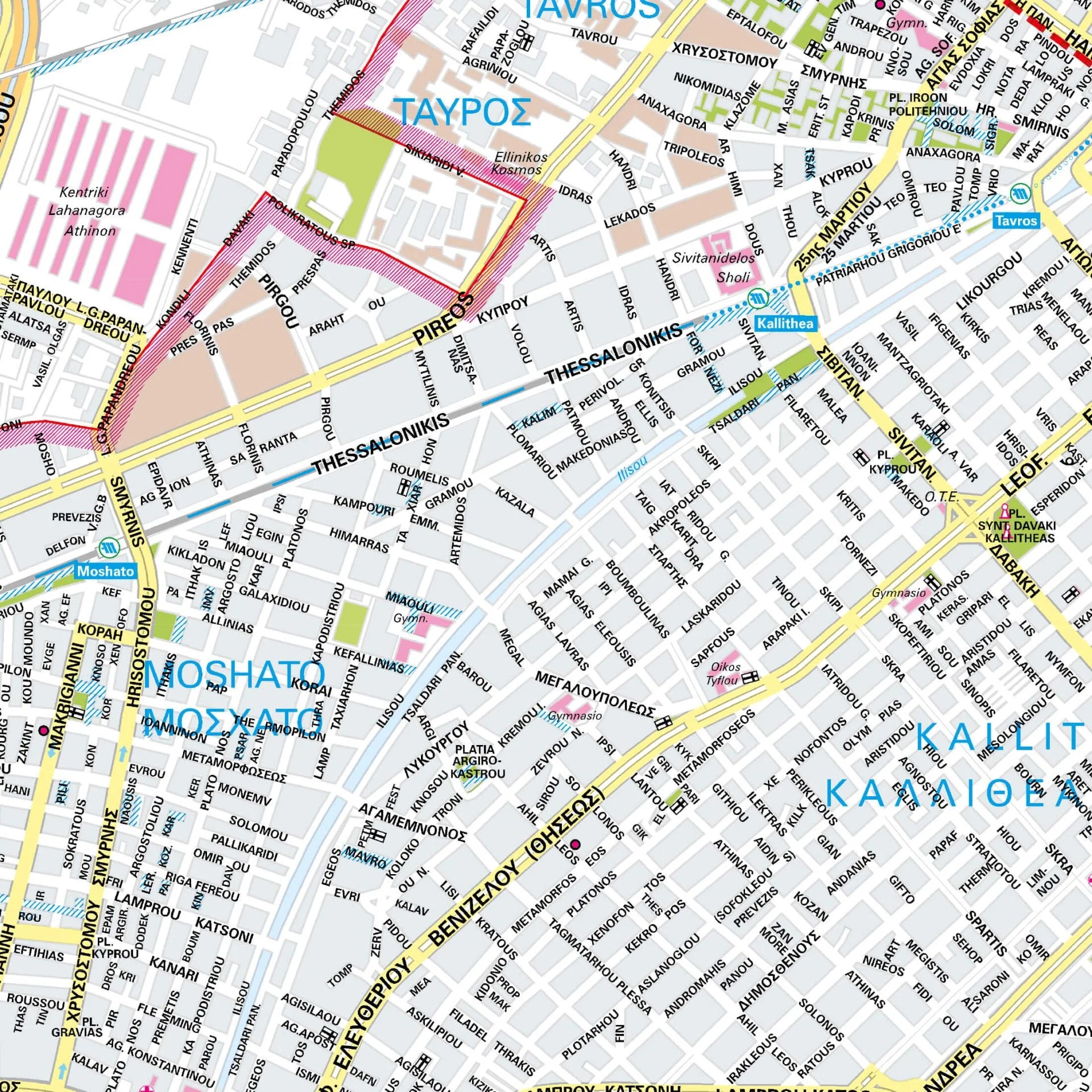 Der Stadtplan Athen Poster Papierkarte im Detail