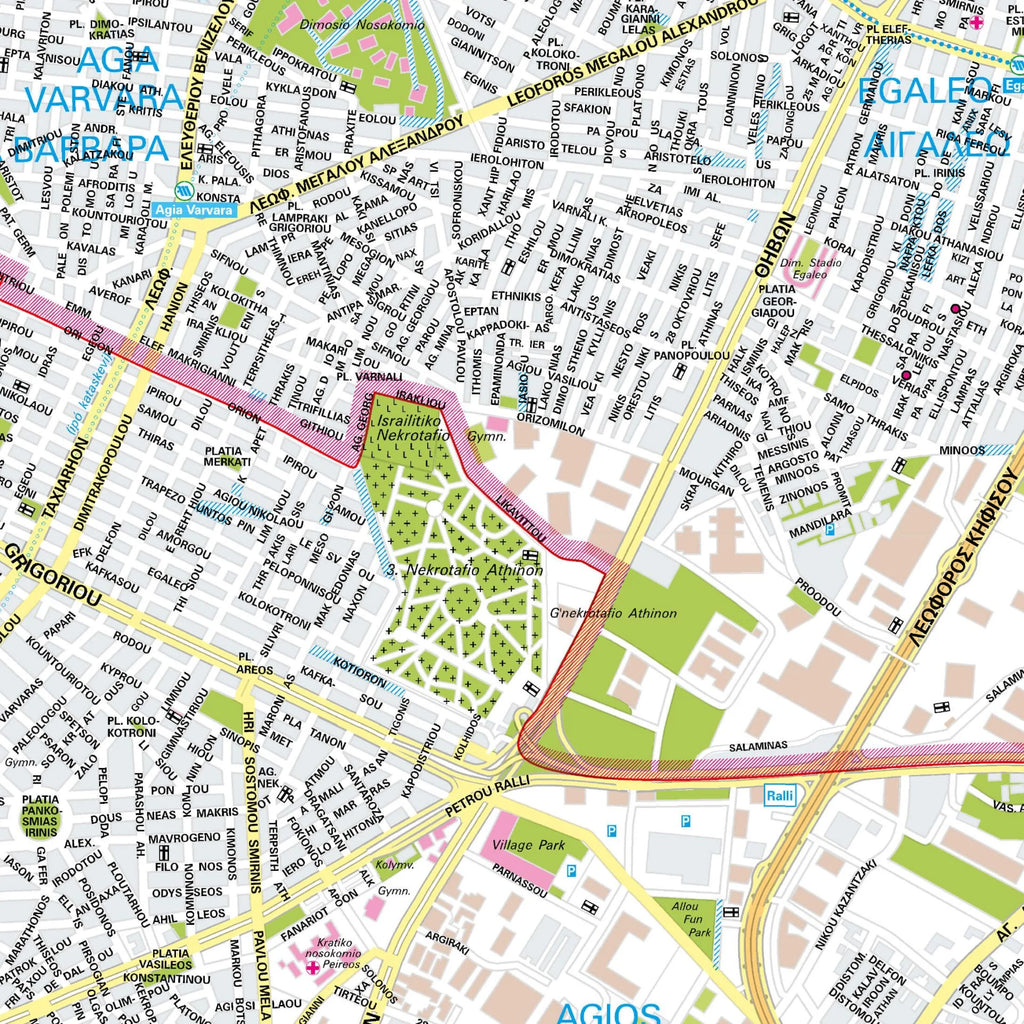 Der Stadtplan Athen Poster Papierkarte Detailansicht