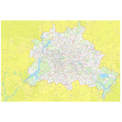 Berlin - Stadtplan mit Postleitzahlen (135 x 95 cm / 1:45.000)
