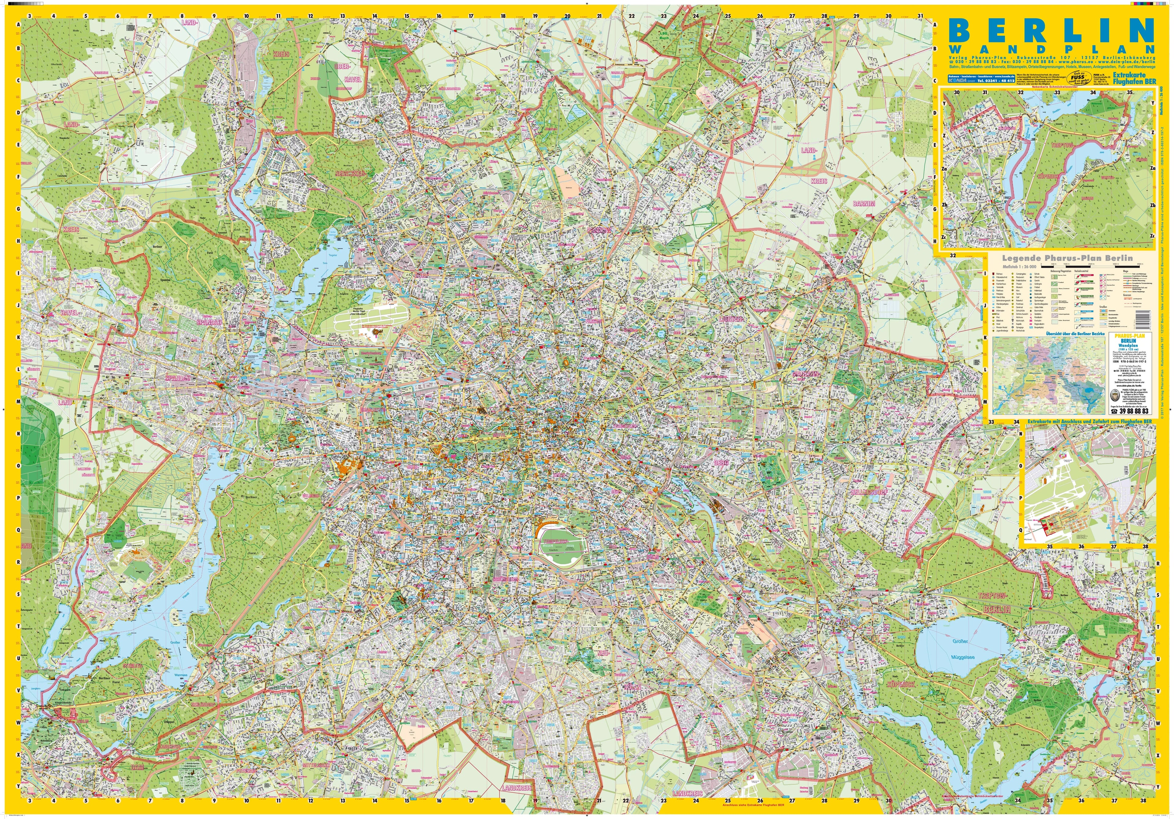 Stadtplan von Berlin in der Größe 180 x 125 cm - Der Stadtplan von Pharus