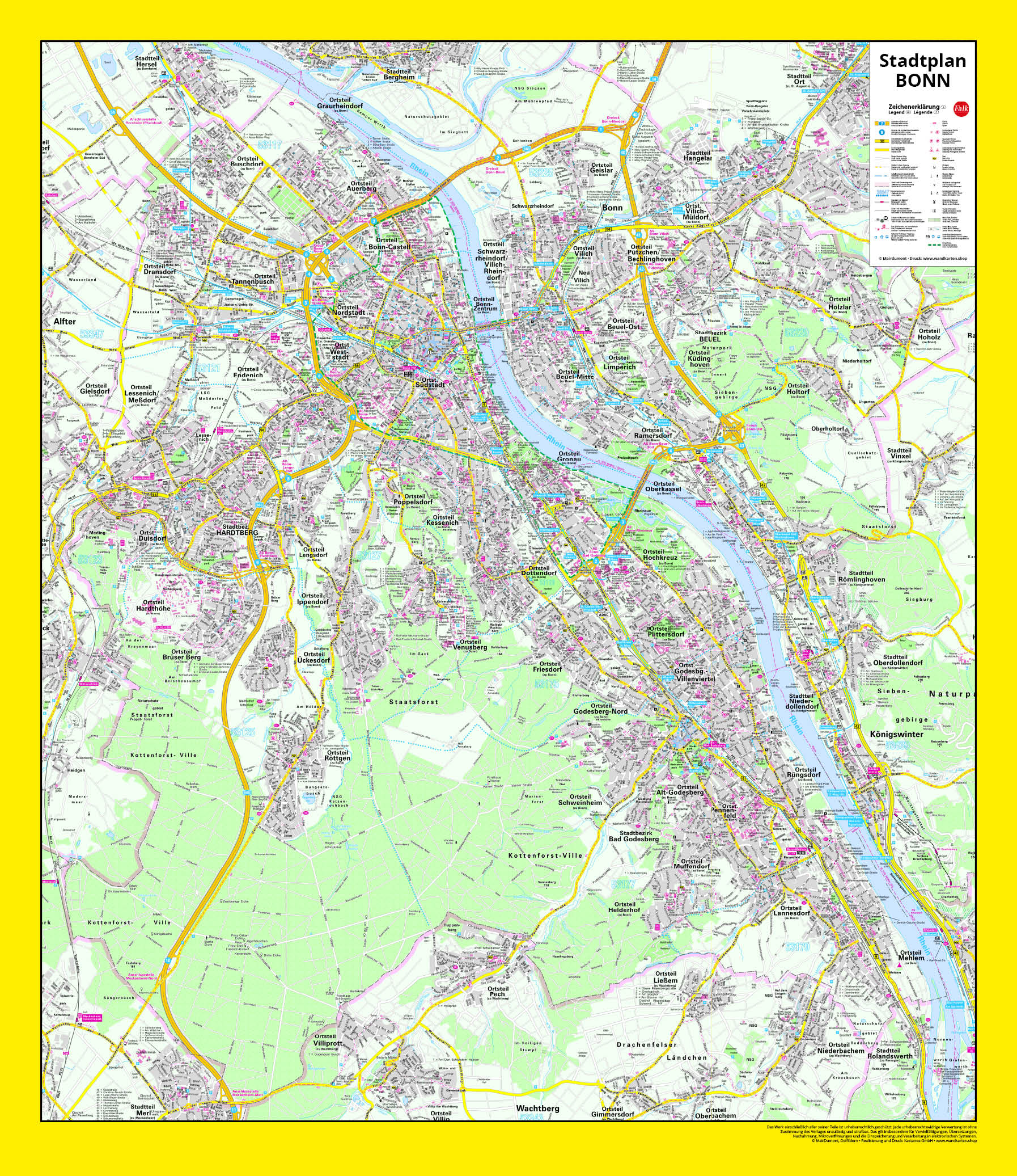 Stadtplan Bonn 76x88 cm