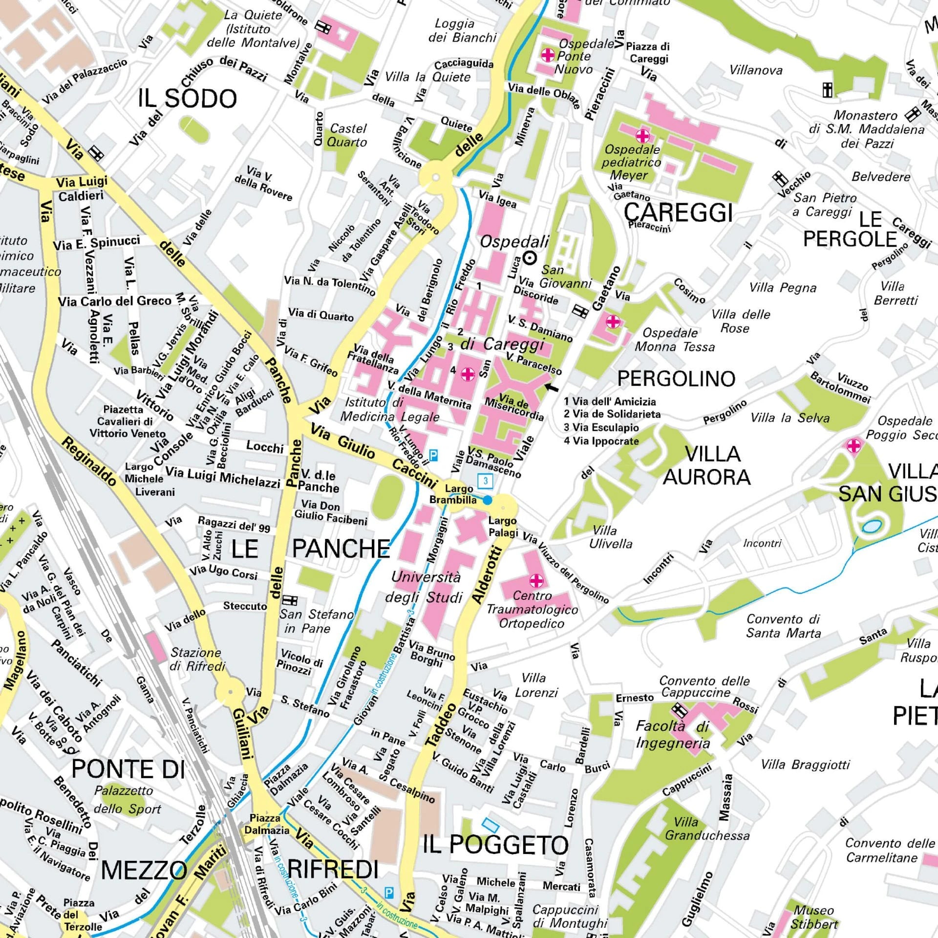 Der Stadtplan Florenz Poster Papierkarte im Detail