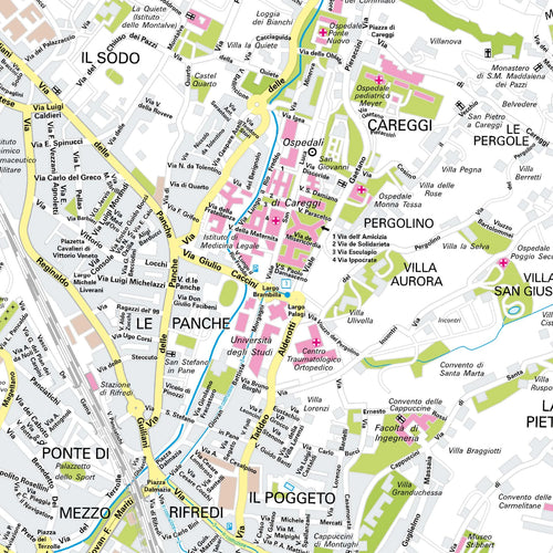 Der Stadtplan Florenz Poster Papierkarte im Detail