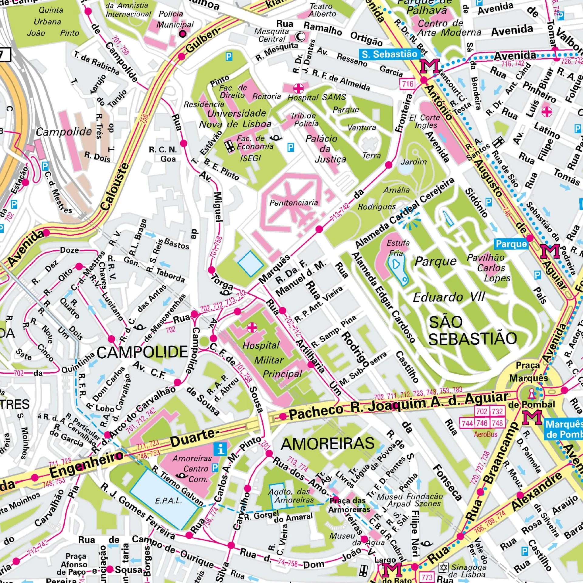 Der Stadtplan Lissabon Poster Papierkarte im Detail