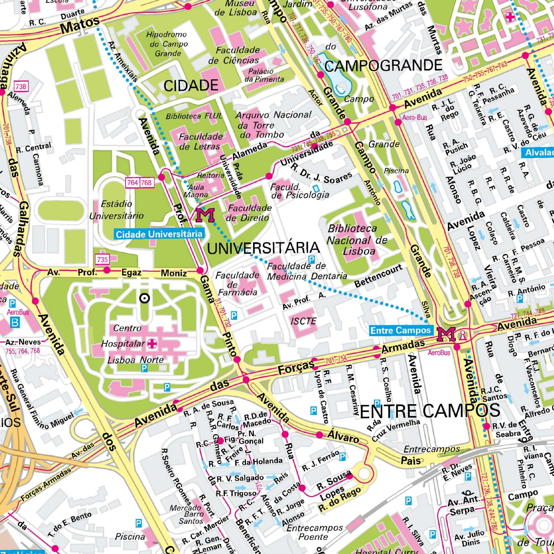 Der Stadtplan Lissabon Poster Papierkarte Detailansicht