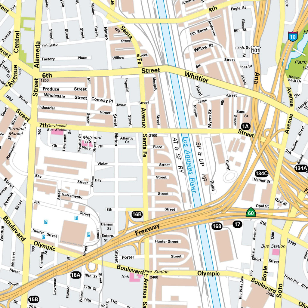 Der Stadtplan Los Angeles Poster Papierkarte Detailansicht