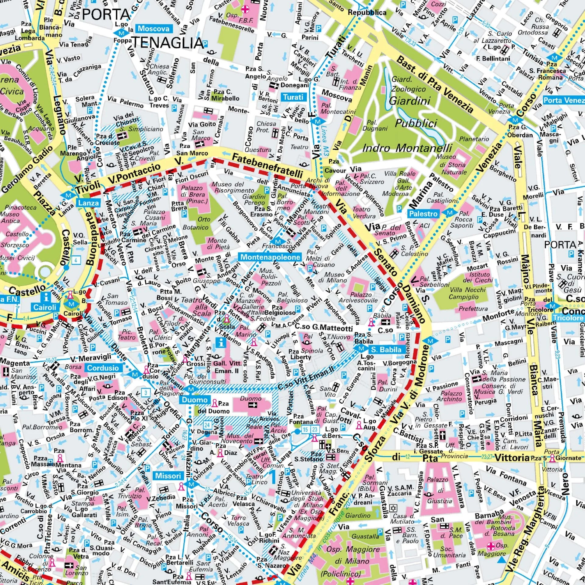 Der Stadtplan Mailand Poster Papierkarte im Detail