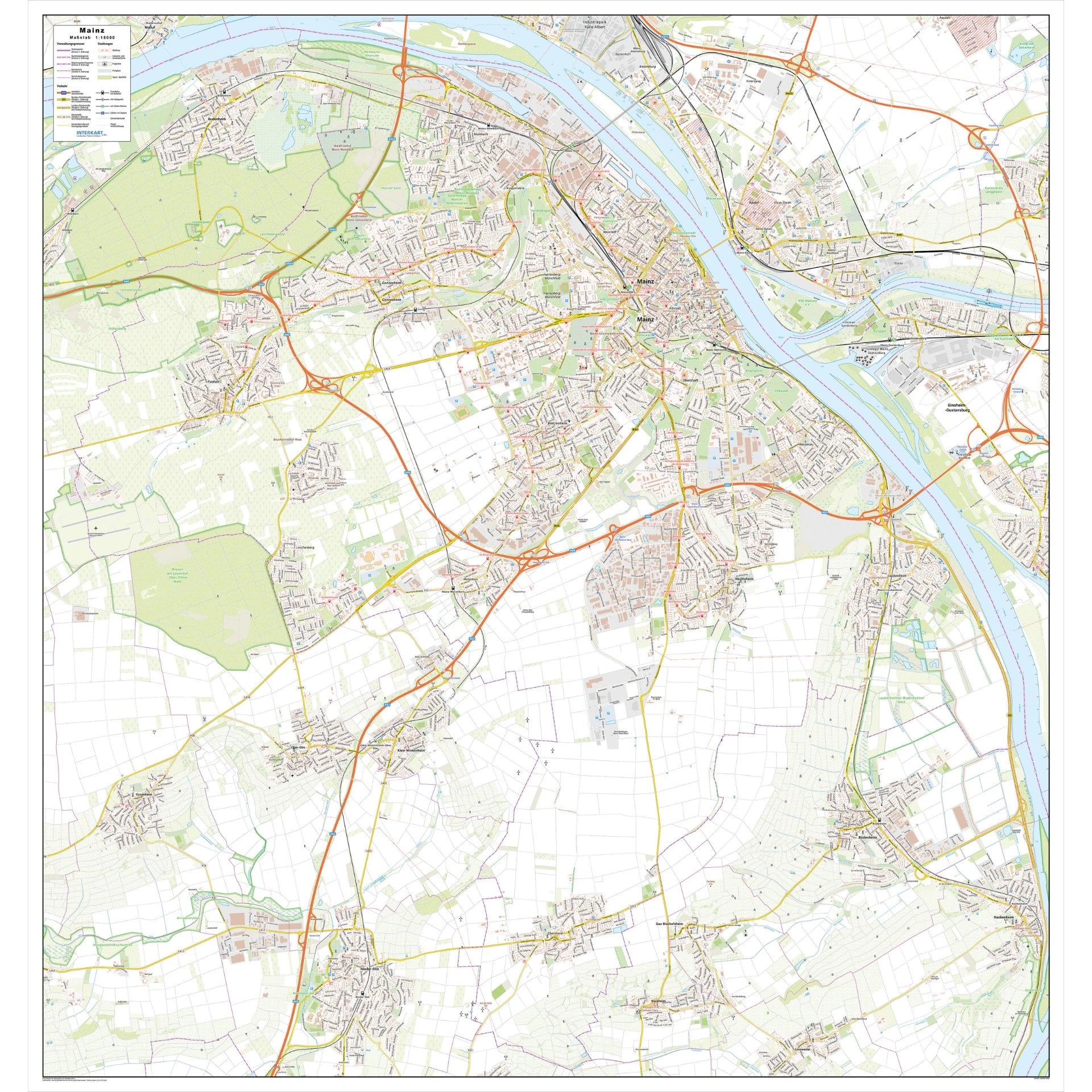 Stadtplan Mainz 105x110cm